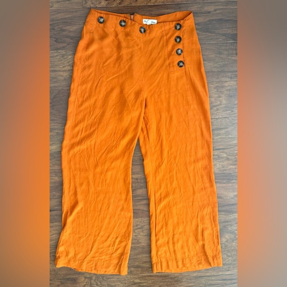 For Love And Lemons Pants - For Love & Lemons Wide Leg Pants Orange Ankle Boho Breezy Size Small